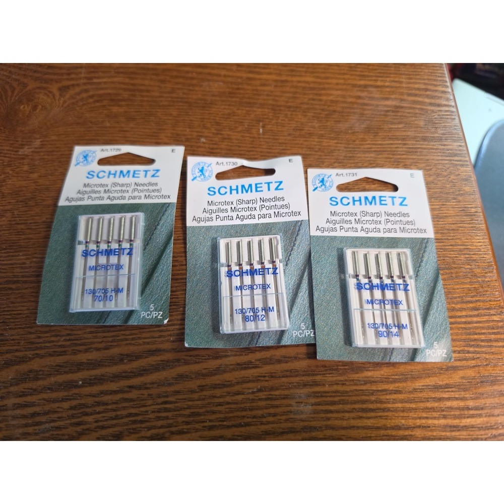 Schmetz 1729 5 Microtex Sharp‎ Machine Needles-Size 10/70 Lot Of 3 Packs